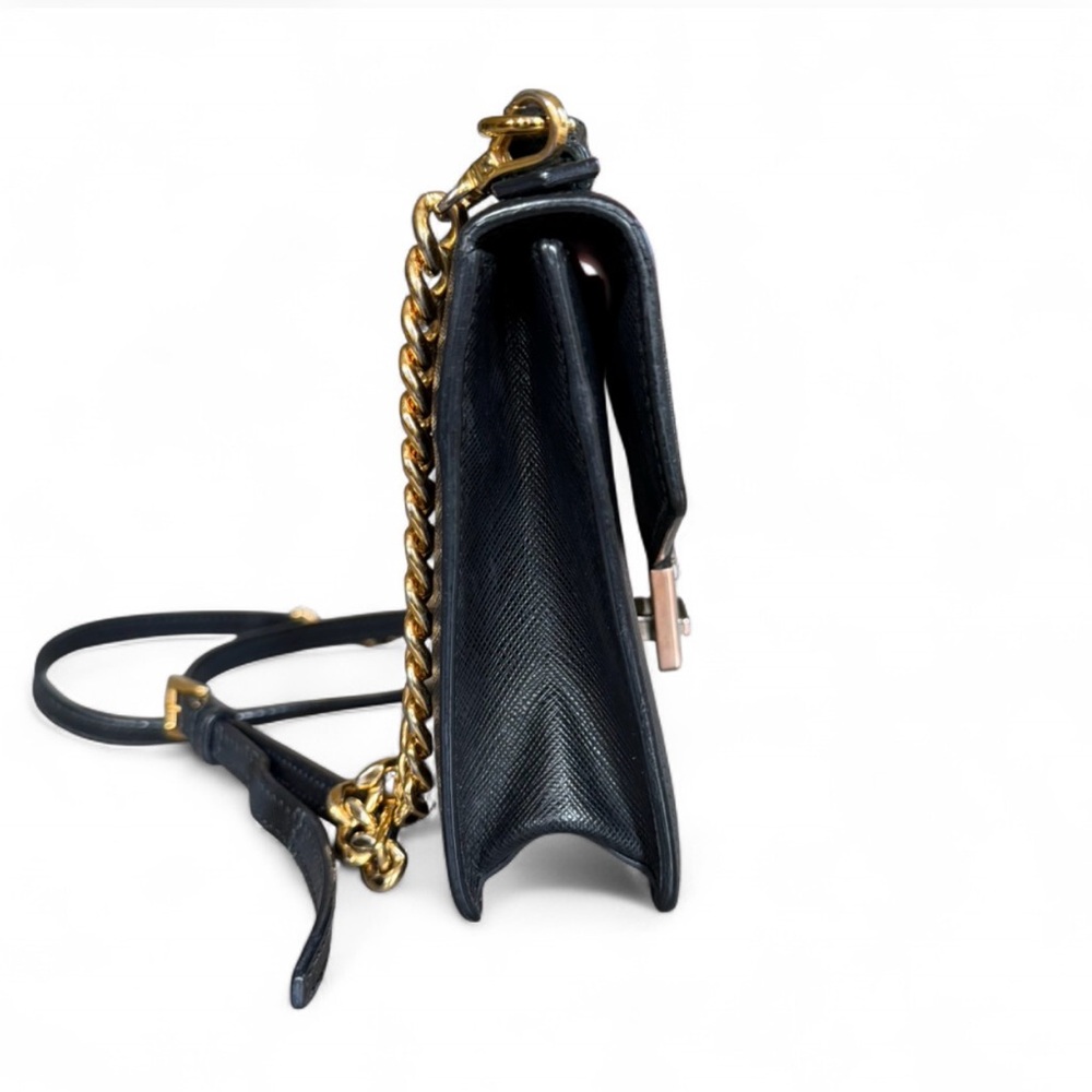 Prada Black Saffiano Leather Bag with Chain Strap. Comes with COA - Picture 10 of 17